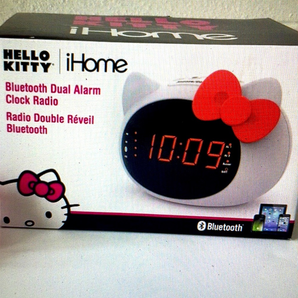 NIB Hello Kitty iHome Bluetooth Dual Alarm Clock Radio - Picture 2 of 4